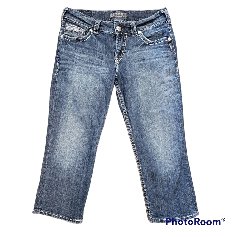 Silver Jeans Suki Flap Pocket Capri Jeans Size 29